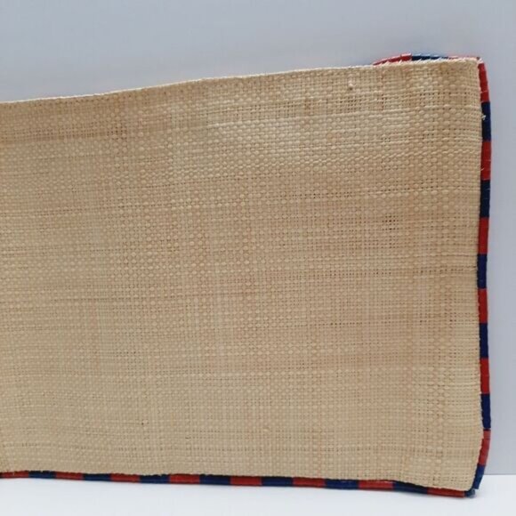 RALPH LAUREN 100% Raffia Envelope Boho Purse Beaded Edge Bag Natural - Picture 9 of 14